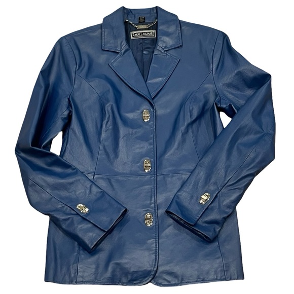 Vintage 100% Leather Jacket Coat With Silver Hardware Hidden Front Pockets Y2K - Picture 2 of 11